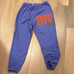 freecity Purple Track Pants with Orange Logo